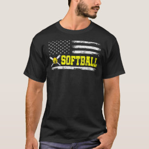 American Flag Softball Team for men women T-Shirt