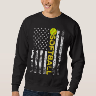American Flag Softball Team Gift Sweatshirt