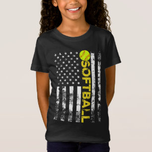 American Flag Softball Team Gift T-Shirt
