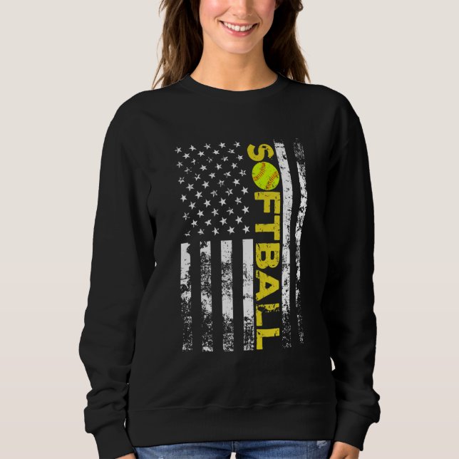 American Flag Softball Team Gifts Sweatshirt (Front)