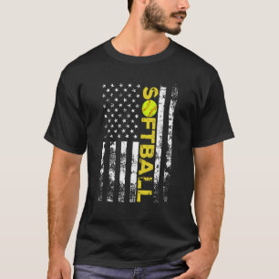 American Flag Softball Team Gifts T-Shirt