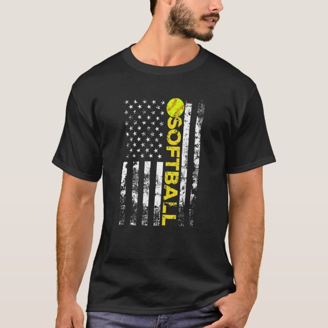 American Flag Softball Team T-Shirt (Front)