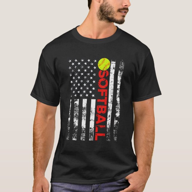 American Flag Softball Team T-Shirt (Front)