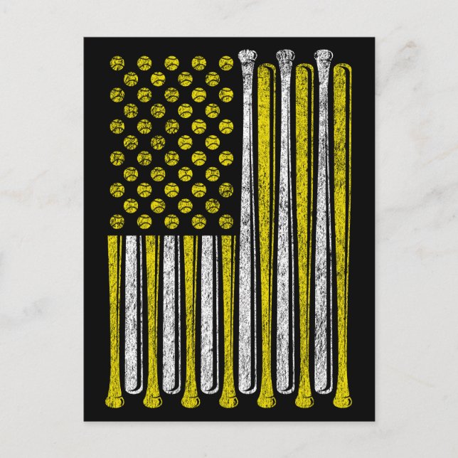 American Flag Softball Team Vintage Funny Postcard (Front)