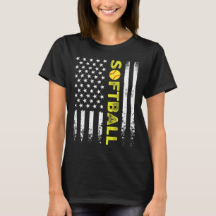 American Flag Softll Team For Women Girls Kids Men T-Shirt