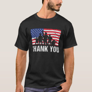 American Flag Soldiers USA Thank You Veterans Prou T-Shirt