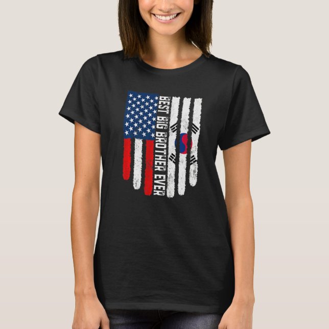 American Flag South Korea Flag Best Big Brother Ev T-Shirt (Front)