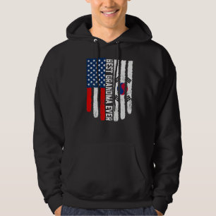 American Flag South Korea Flag Best Grandma Ever F Hoodie