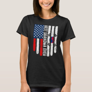 American Flag South Korea Flag Best Grandma Ever F T-Shirt