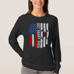 American Flag South Korea Flag Best Nanny Ever Fam T-Shirt