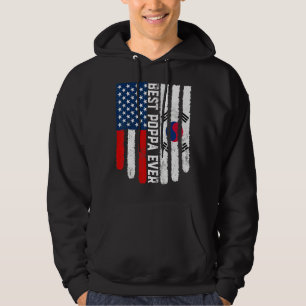 American Flag South Korea Flag Best Poppa Ever Fam Hoodie
