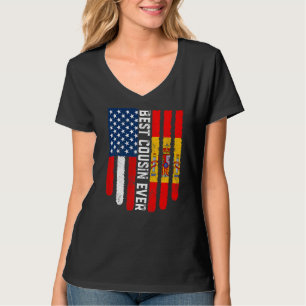 American Flag & Spain Flag Best Cousin Ever Family T-Shirt
