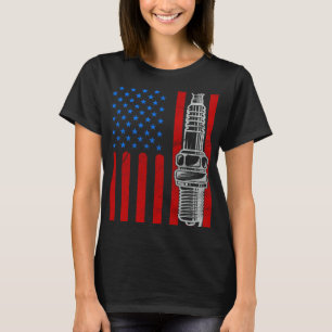 American Flag Spark Plug Patriotic Vintage Car Pat T-Shirt