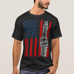 American Flag Spark Plug Patriotic Vintage Car Pat T-Shirt