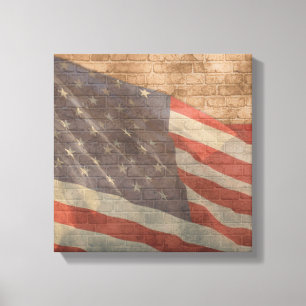 American Flag Square Canvas Wall Decor