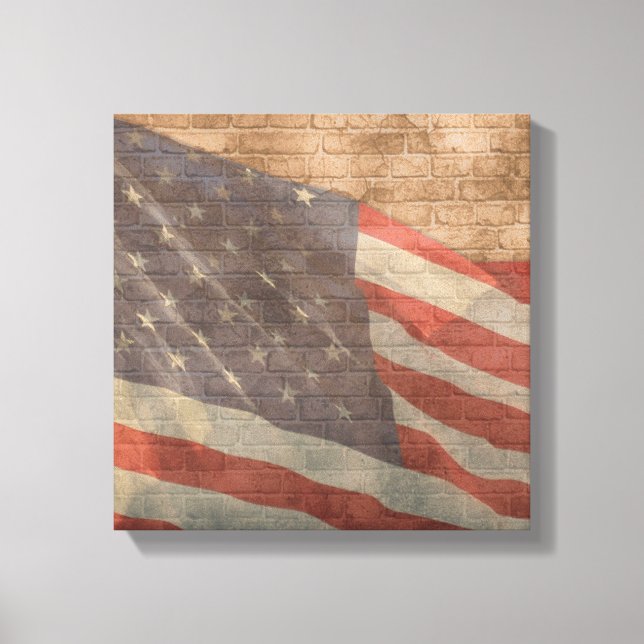 American Flag Square Canvas Wall Decor (Front)