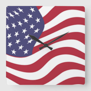 AMERICAN FLAG SQUARE WALL CLOCK