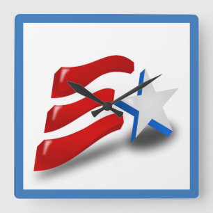 AMERICAN FLAG SQUARE WALL CLOCK