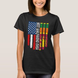 American Flag & Sri Lanka Flag Best Girlfriend Eve T-Shirt