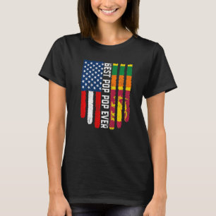 American Flag & Sri Lanka Flag Best Pop Pop Ever F T-Shirt
