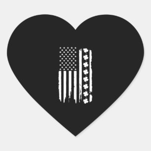 American Flag St Patricks Day Heart Sticker