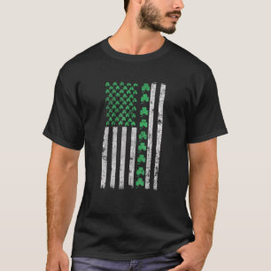 American Flag St Patricks Day Vintage Irish Lucky  T-Shirt