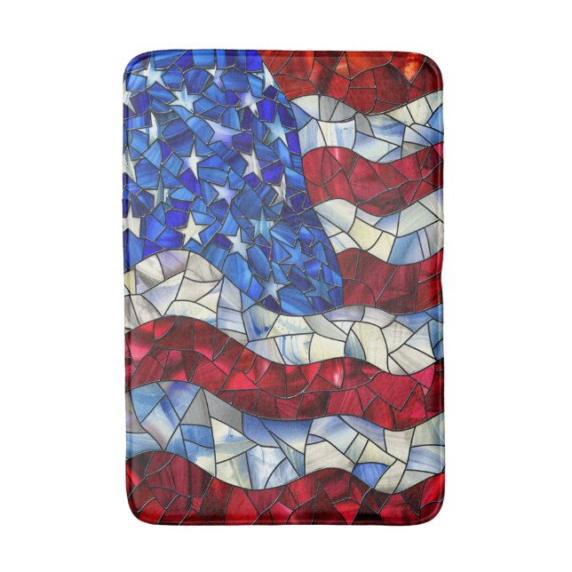 American Flag Stained Glass Bath Mat (Front Vertical)