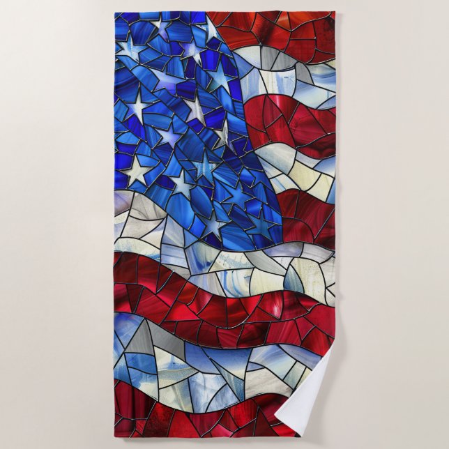 American Flag Stained Glass Beach Towel (Front)