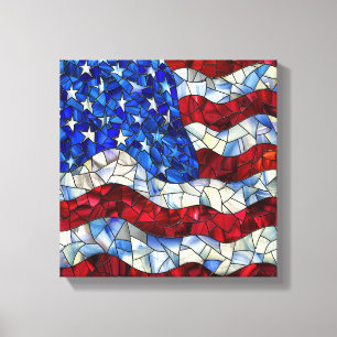 American Flag Stained Glass Canvas Print