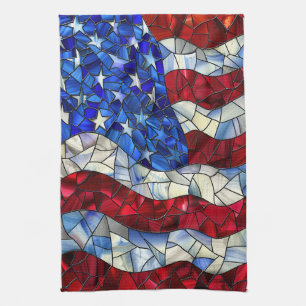 American Flag Stained Glass Kitchen Towel