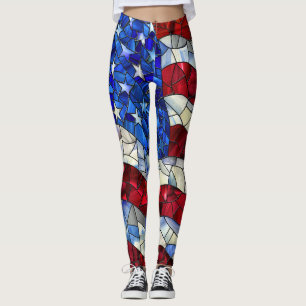 American Flag Stained Glass Leggings