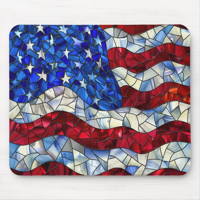 American Flag Stained Glass Mousepad (Front)