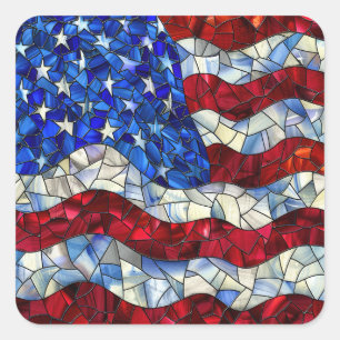 American Flag Stained Glass Stickers