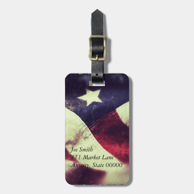 American flag star luggage tag (Front Vertical)