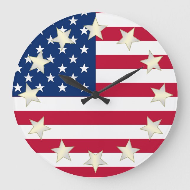 American Flag Star Markers Clock (Front)
