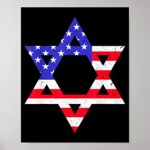 American Flag Star Of David Jewish Hanukkah T Shir Poster
