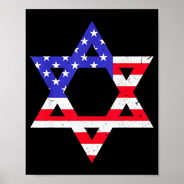 American Flag Star Of David Jewish Hanukkah T Shir Poster (Front)