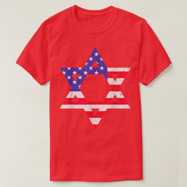 American Flag Star Of David Jewish Hanukkah T-Shir T-Shirt (Design Front)