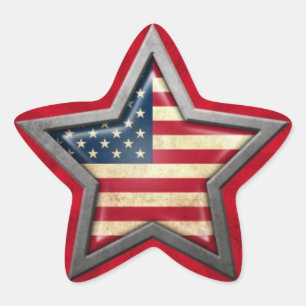 American Flag Star with Rays of Light Sticker