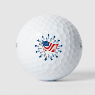 American Flag Starburst Fireworks 4th of July Golf Balls