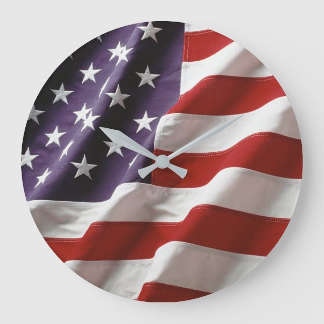 American Flag - Stars and Stripes Large Clock (Front)