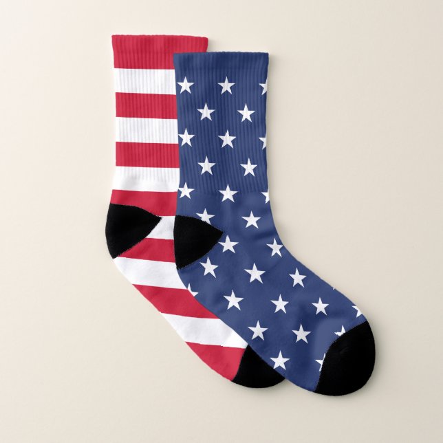 American Flag Stars and Stripes, Mismatched Socks (Pair)