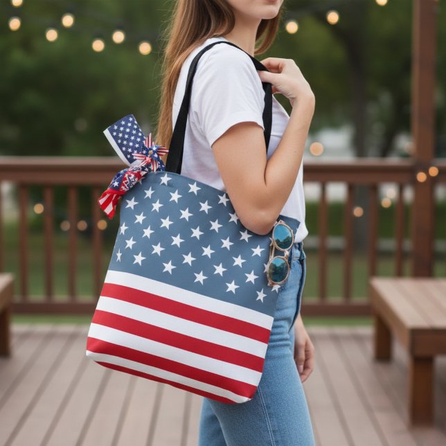 American Flag Stars and Stripes Patriotic Tote Bag (American Flag Stars and Stripes Patriotic Tote Bag)