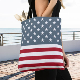 American Flag Stars and Stripes Patriotic Tote Bag