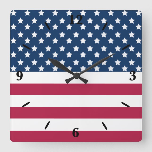 American Flag Stars And Stripes  Square Wall Clock (Front)