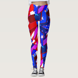 American Flag Stars Miami Abstract Art Leggings