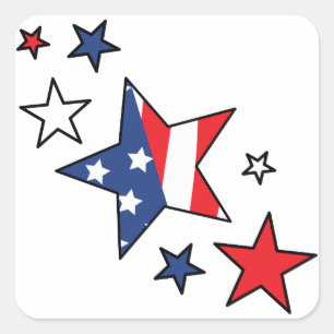 American Flag Stars Square Sticker