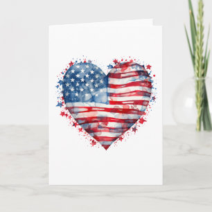 American Flag Stars Stripes Heart Patriotic USA  Card