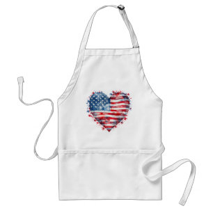 American Flag Stars Stripes Heart Patriotic USA  Standard Apron