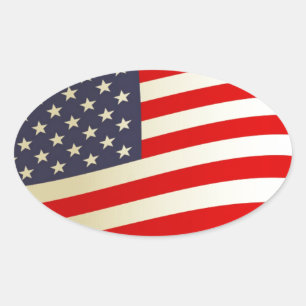 American Flag Stars Stripes Honour Freedom Troops Oval Sticker